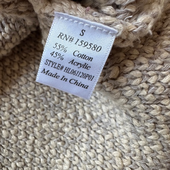 Pink Lily Chunky Oversized Cheetah Sweater Cream Burgundy Cozy‎ Cotton blend  SM - Picture 4 of 9